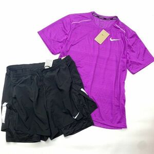 NIKE ナイキ Tシャツ ハーフパンツ 上下セット 紫黒 XL AJ7566-552/DX0842-010 23-0727-1-24/25