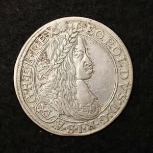 KM#1186/オーストリア帝国 レオポルド1世 15クロイツァー銀貨（1663）直径30mm[E1805]コイン