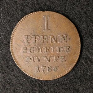 KM266/ドイツ 神聖ローマ帝国 パーダーボルン司教領 1ペニヒ銅貨（1786）[E2257]コイン　