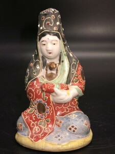 . sound sama . sound bodhisattva height 12.5cm gold paint . up overglaze enamels antique ceramics Buddhist image ornament .. thing 