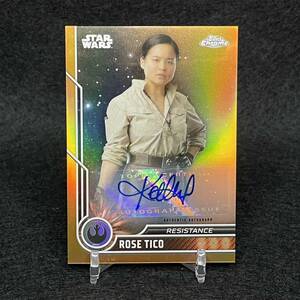 ☆世界25枚限定☆2023 Topps Star Wars Chrome Kelly Marie Tran as Rose Tico 直筆サインカード オレンジパラレル スターウォーズ