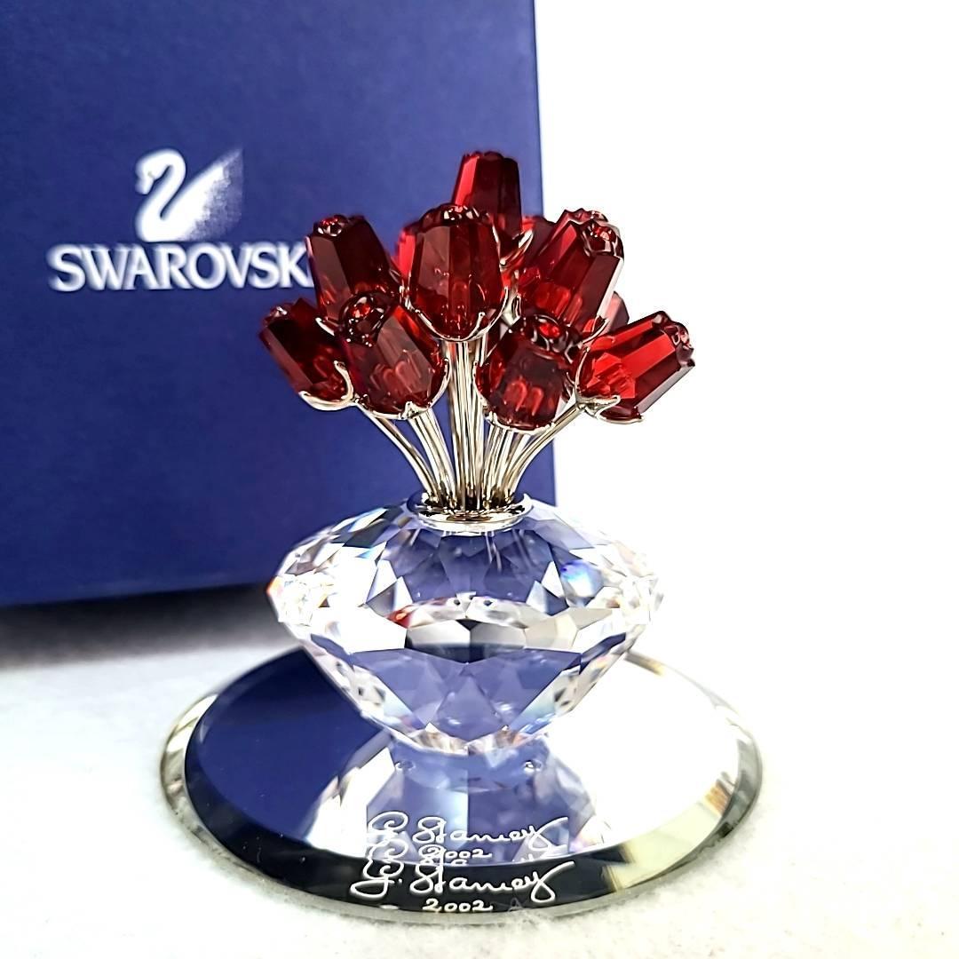 スワロフスキー SWAROVSKI オキモノ 置物 薔薇と花瓶-