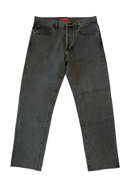 【極美品】SUPREME シュプリーム【Washed Regular Jeans】2022年春夏 スターパッチ ウォッシュ デニムパンツ 32inch グレー ※裾上げあり