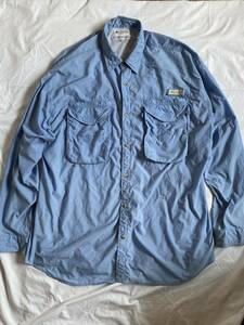 ９０s コロンビア Columbia PFG フィッシング ブルー ビンテージ 古着 長袖シャツ XXL 大きめサイズ BIGサイズ 9アウトドア ナイロン