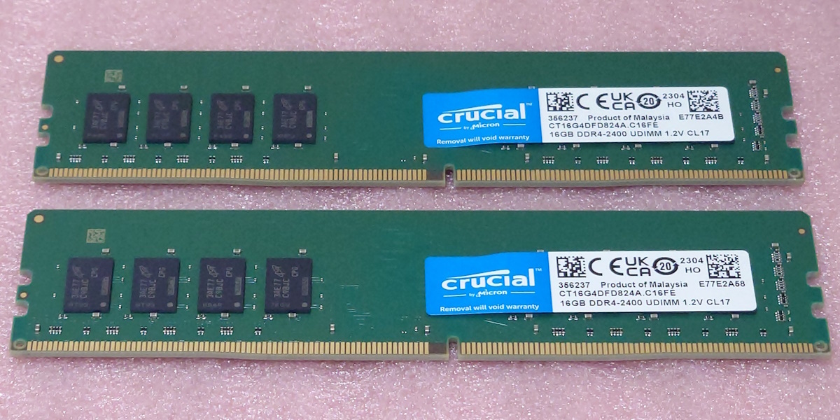 ◇Crucial CT16G4DFD824A.C16FE 2枚セット*PC4-19200/DDR4-2400 Micron