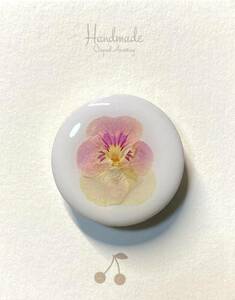 *No.60 viola pressed flower magnet ( white )