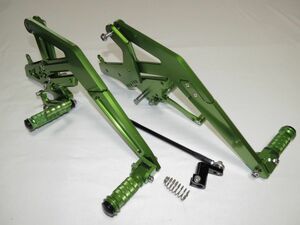 Ninja650 ER-6f/n 12-16、Ninja400 14-17 調整式バックステップセット CNCタンデム付 緑 【st-ninja650-a】