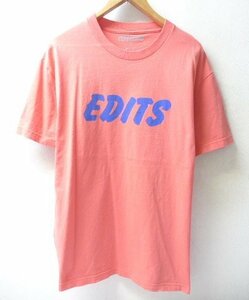 ◆Cup and Cone　カップアンドコーン　EDITS　プリント クルーネック Tシャツ ピンク サイズL 美品