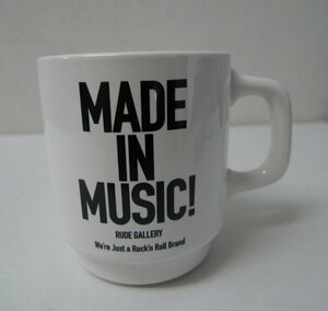 ◆RUDE GALLERY ルードギャラリー 展示品 MADE IN MUSIC メッセージプリント コップ マグカップ 白