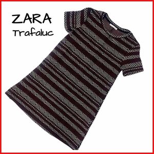 ZARA TRAFALUC ザラ　総柄　ボーダー柄　半袖　ミニワンピース