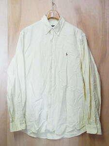 TS 正規品 良好 RALPH LAUREN ラルフローレン B/D コットン 長袖シャツ 黄色 サイズL