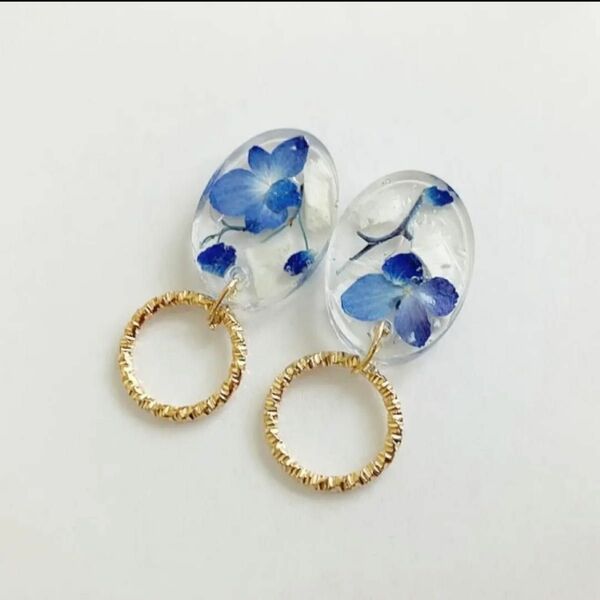 紫陽花　あじさい　ピアス　イヤリング　アクセサリー　ドライフラワー　レジン