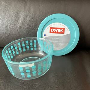 ★156a レア！新品 未使用 Pyrex 限定柄 ガラス製 丸型 容器 950ml 4cup タッパー アメリカ購入★パイレックス ファイヤーキング fireking