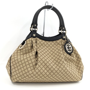 【中古】GUCCI スーキー ハンドバッグ キャンバス ベージュ 211944