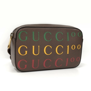 【中古】GUCCI ボディバッグ ベルトバッグ 100周年記念 レザー ブラウン 602695