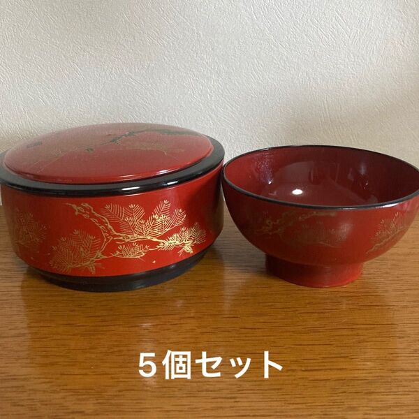 山中漆器 おひつ 汁椀付き 5個セット ちらし桶 菓子器