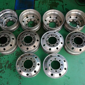 AL10* used 10ps.@ aluminium wheel aru core JIS 22.5 7.50 8 hole offset 162 PCD285