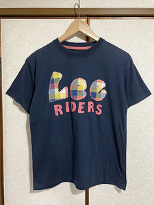 ★ [Lee Riders: Lee Riders] Kids &amp; Ladies Проверка вышивка логотип с коротким рукавом T -Fish Size160/Navy