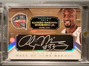 最高級/75 HOF Auto 14 Panini Immaculate Alonzo Mourning アロンゾ・モーニング NBA サイン All-star Hall of Fame 7回 All-star 守備王