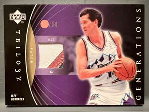 貴重SP選手/50枚限定 Patch 06 Upper Deck Jeff Hornacek ジェフ・ホーナセック NBA パッチ バスケ Jazz Panini ジャズ HOF All-star 3P王