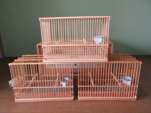 [ lake .] bird cage 3 point boxed / inspection ) bamboo skill bell insect pine insect bird . bamboo craft szmsibird301242-3