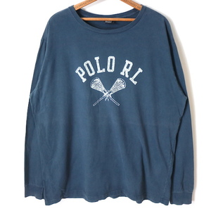 90s00s Polo by Ralph Lauren ラルフローレン プリント 長袖 Tシャツ(メンズ XL)ネイビー ロンT