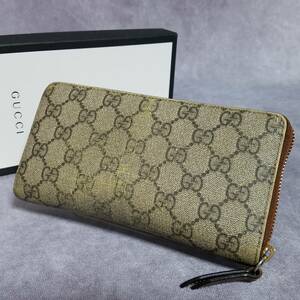 GUCCI　グッチ　正規品　男女兼用 ★ GG　GGスプリーム　本革　レザー×PVC　ラウンドファスナー長財布　ウォレット　410102