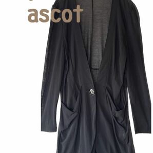 royal ascot 古着　コットンシアードレープカーディガン　黒　Mサイズ