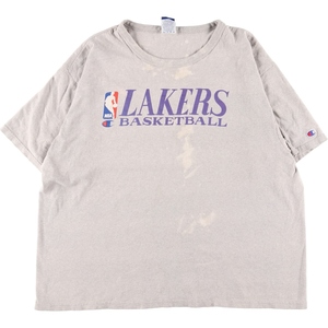 古着 90年代 チャンピオン NBA LOS ANGELES LAKERS ロサンゼルスレイカーズ スポーツプリントTシャツ メンズXXL ヴィンテージ /eaa359874