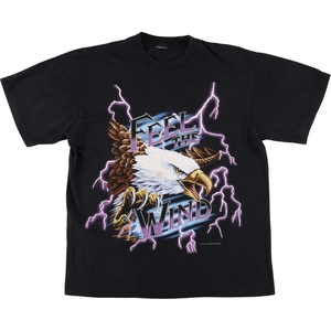 古着 90年代 USA THUNDER アメリカンサンダー 鷲柄 イーグル柄 プリントTシャツ メンズL ヴィンテージ /evb002134