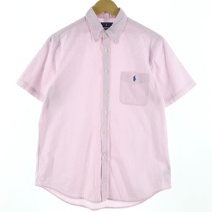  б/у одежда Ralph Lauren Ralph Lauren SEERSUCKER короткий рукав кнопка down полоса рубашка мужской M /eaa360787