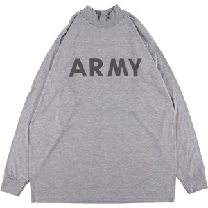 古着 10年納品 米軍実品 U.S.ARMY 両面プリント ハイネック ロングTシャツ ロンT USA製 LARGE メンズXL /eaa363633