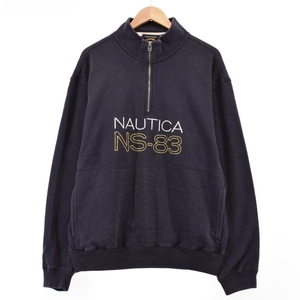 古着 ノーティカ NAUTICA 刺繍 ハーフジップスウェットシャツ トレーナー メンズXXL /eaa330247