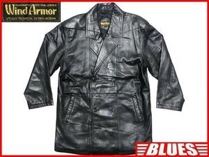  prompt decision *Wind Armor* men's L leather long coat window armor - black long coat original leather jacket real leather business leather jacket 