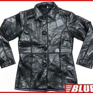 即決★N.B.★レディースL レザーパッチワークジャケット 黒 ブラック 本革 ステンカラーコート 本皮 スーツ