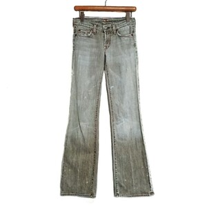 即決価格！！【7 for all mankind★セブンフォーオールマンカインド】色落ちクラッシュ加工ブーツカットBOOTCUTデニムパンツ灰色ジーンズ23