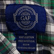 即決価格！【GAP★ギャップ】80's Vintage old gap80年代オールドヴィンテージ長袖チェック柄シャツ緑白黒赤ポルトガル製ゆうパケット230円_画像6