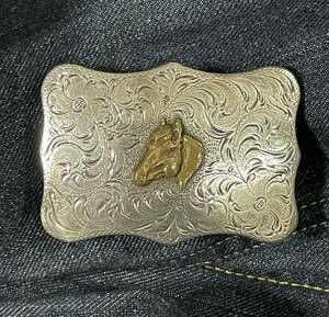 SSS sterling silver buckle Vintage Sterling Silver Horse Head Belt Buckle marked SSS