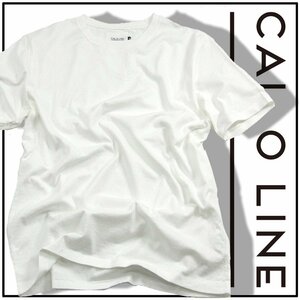 新品 CAL O LINE 【一枚で様なる!】 日本製 Vガゼット SOLID COLOR T-SHIRT 半袖 Tシャツ ホワイト XL 白 ★352444 キャルオーライ