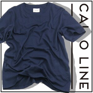 新品 CAL O LINE 【一枚で様なる!】 日本製 Vガゼット SOLID COLOR T-SHIRT 半袖 Tシャツ 紺 ネイビー L ★352438 キャルオーライン