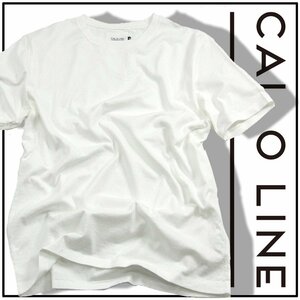 新品 CAL O LINE 【一枚で様なる!】 日本製 Vガゼット SOLID COLOR T-SHIRT 半袖 Tシャツ ホワイト M 白 ★352442 キャルオーライン
