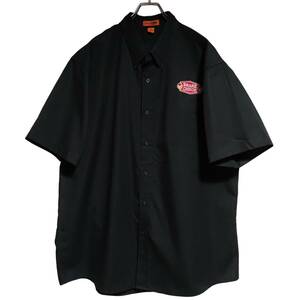 CornerStone 半袖ワークシャツ size 2XL オーバーサイズ ブラック ゆうパケットポスト可 胸 ロゴ 刺繍 BRAKE CHECK 古着 洗濯 プレス済 524