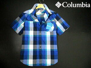 新品■ 即決　安い！　コロンビア　チェック　半袖シャツ　未使用　ブルー系　Columbia　Mサイズ　アウトドア　キャンプ