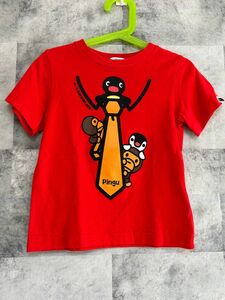 ベイシングエイプ レッド 半袖Tシャツ　ピングーコラボTシャツ　110cm BABY MIRO 状態良好