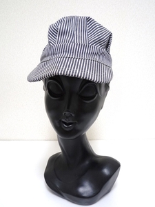 ビンテージ　ヒッコリー　帽子　ワークキャップ　頭周り54cm　小さめサイズ　男女兼用