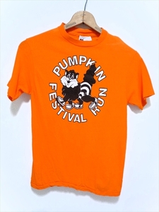 70～80’ｓ ビンテージ PUMPKIN FESTIVAL RUN 半袖 Tシャツ オレンジ M(38-40) Hanes製 ヘインズ 100％コットン USA製 カボチャ 男女兼古着