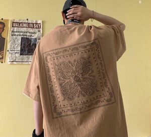 ビッグシルエット ペイズリー 半袖 Tシャツ ストリート エックスエル　韓国 XL 夏服 アメカジ トップス オーバーシルエット