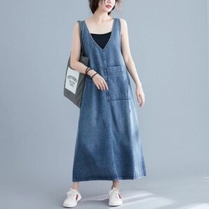 デニム ワンピース サロペット オーバーオール レディース 韓国 夏服 カジュアル オールインワン　XL 再入荷　新品未使用