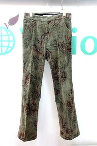 W*i blues iBLUES CLUB nappy cotton peiz Lee pattern semi flare pants I38 khaki kz4422197919