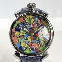 極美品 ガガミラノ モザイク マニューレ48mm マルチカラー 手巻き腕時計 5010.MOSAICO.1S クロコ型押しレザーベルト メンズ 質屋の質セブン_画像2